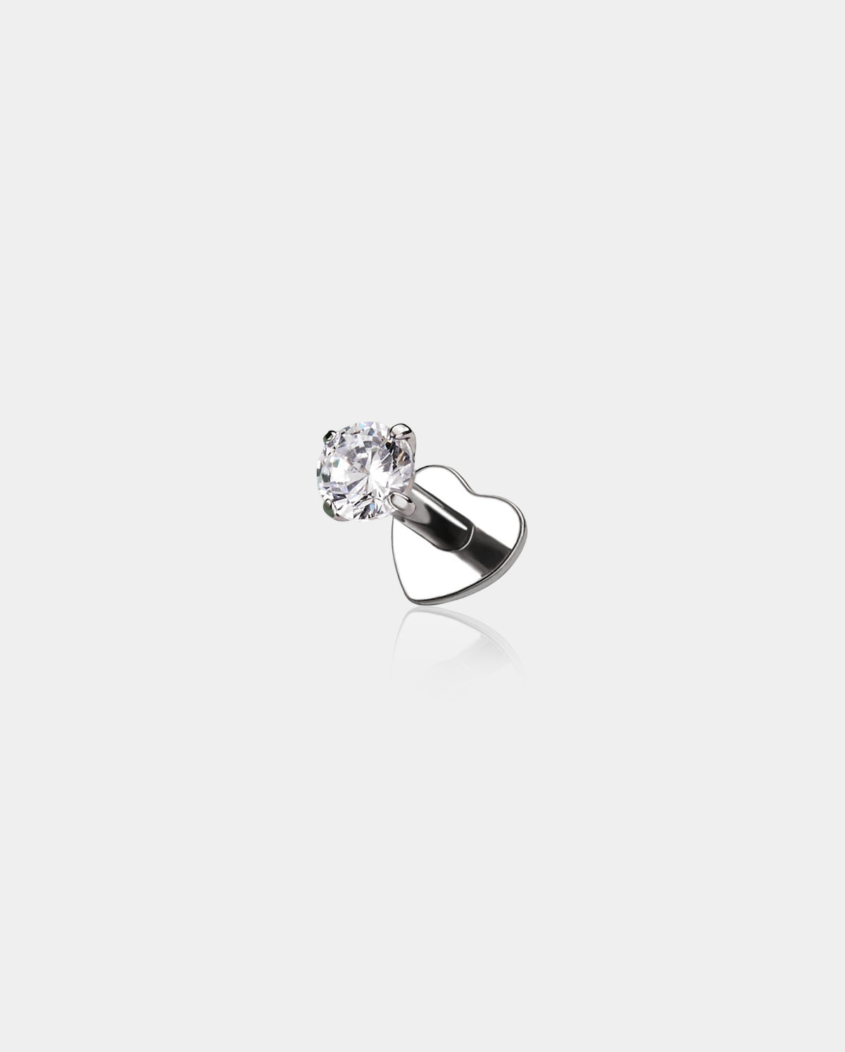Prong CZ Star Heart Titanium Threadless Cartilage Stud