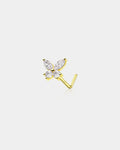 14K Gold CZ Butterfly L-Shape Nose Stud