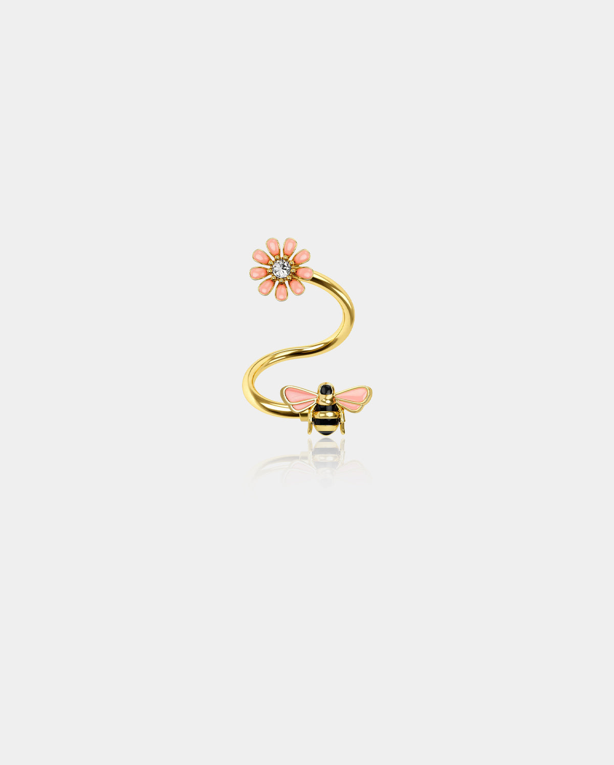 Bee and Flower S-Shape Helix Ring