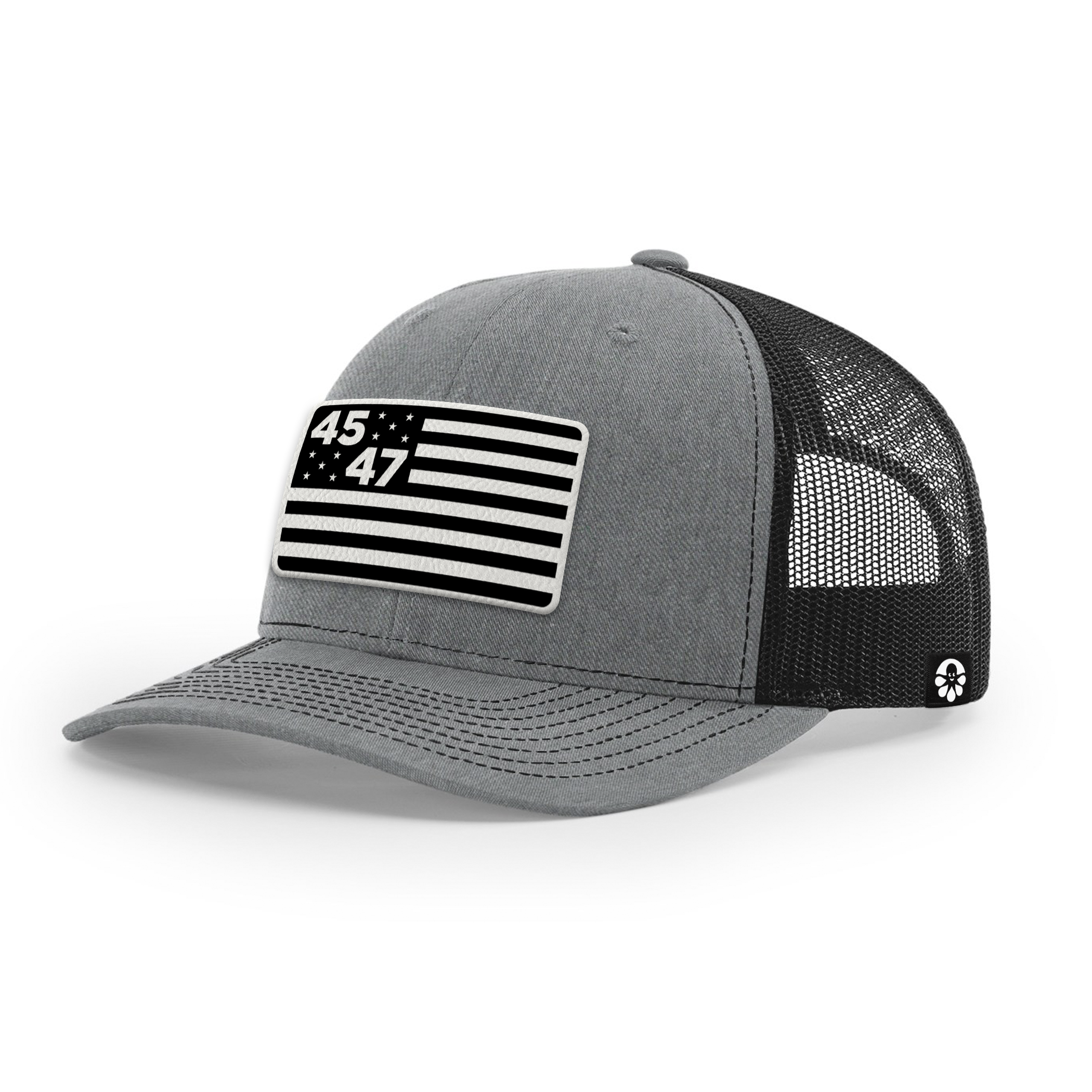 45th 47th president flag hat monochrome angled view