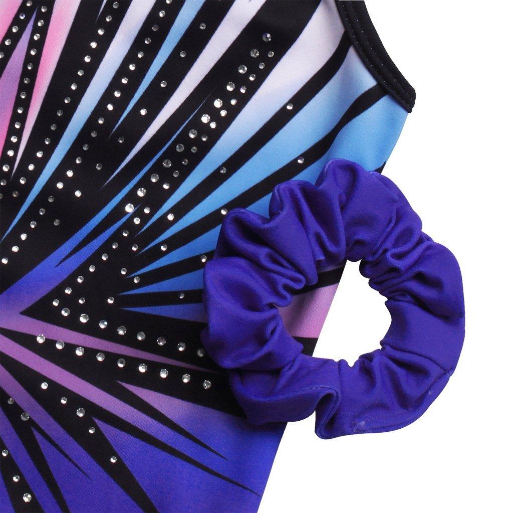 Blue-black Diamond Clasp Back Gymnastics Leotard Set