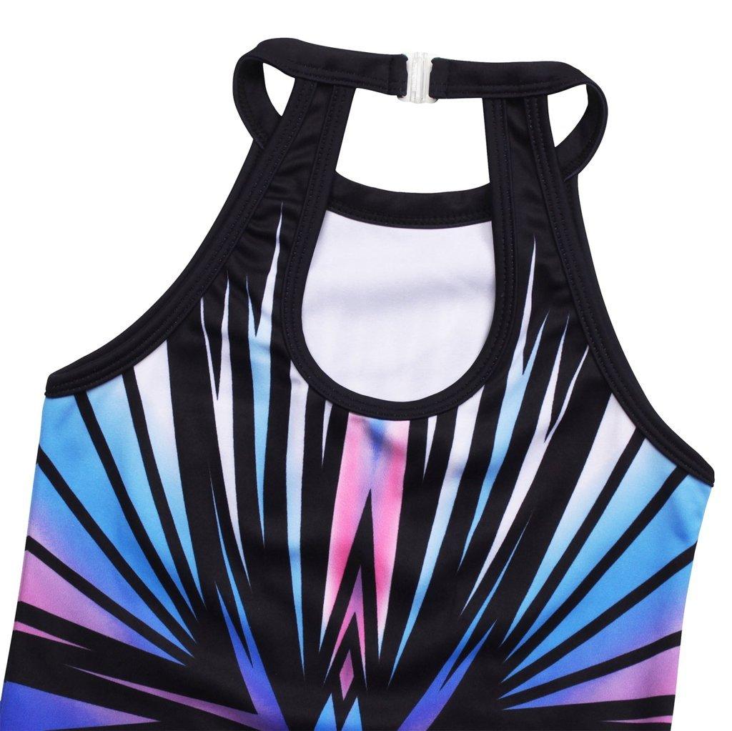 Blue-black Diamond Clasp Back Gymnastics Leotard Set