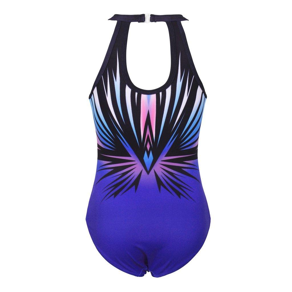 Blue-black Diamond Clasp Back Gymnastics Leotard Set