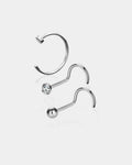 3PCS Titanium Screw Nose Stud Pack