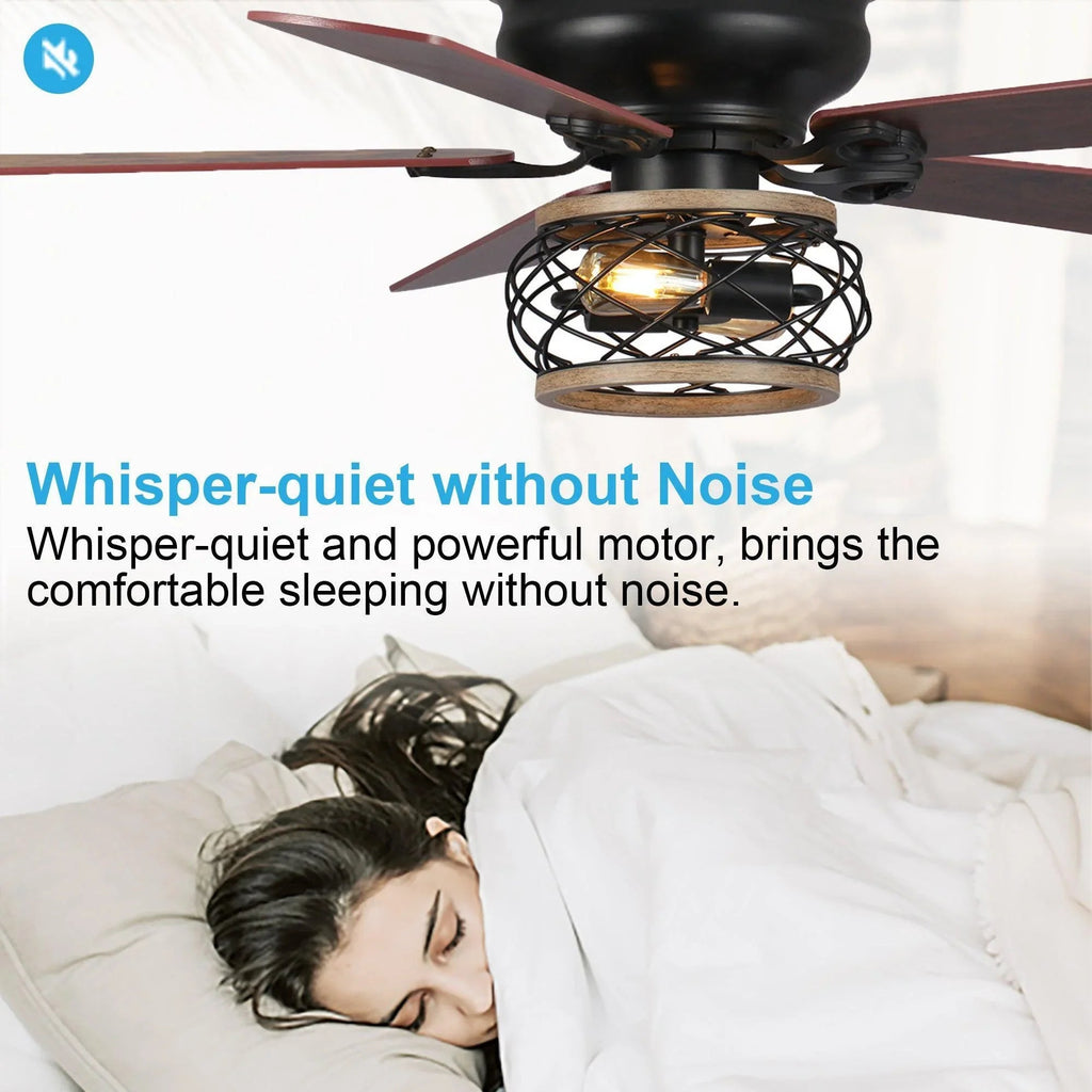 48" Antwerp Farmhouse Flush Mount Reversible Ceiling Fan with Lighting and Remote Control