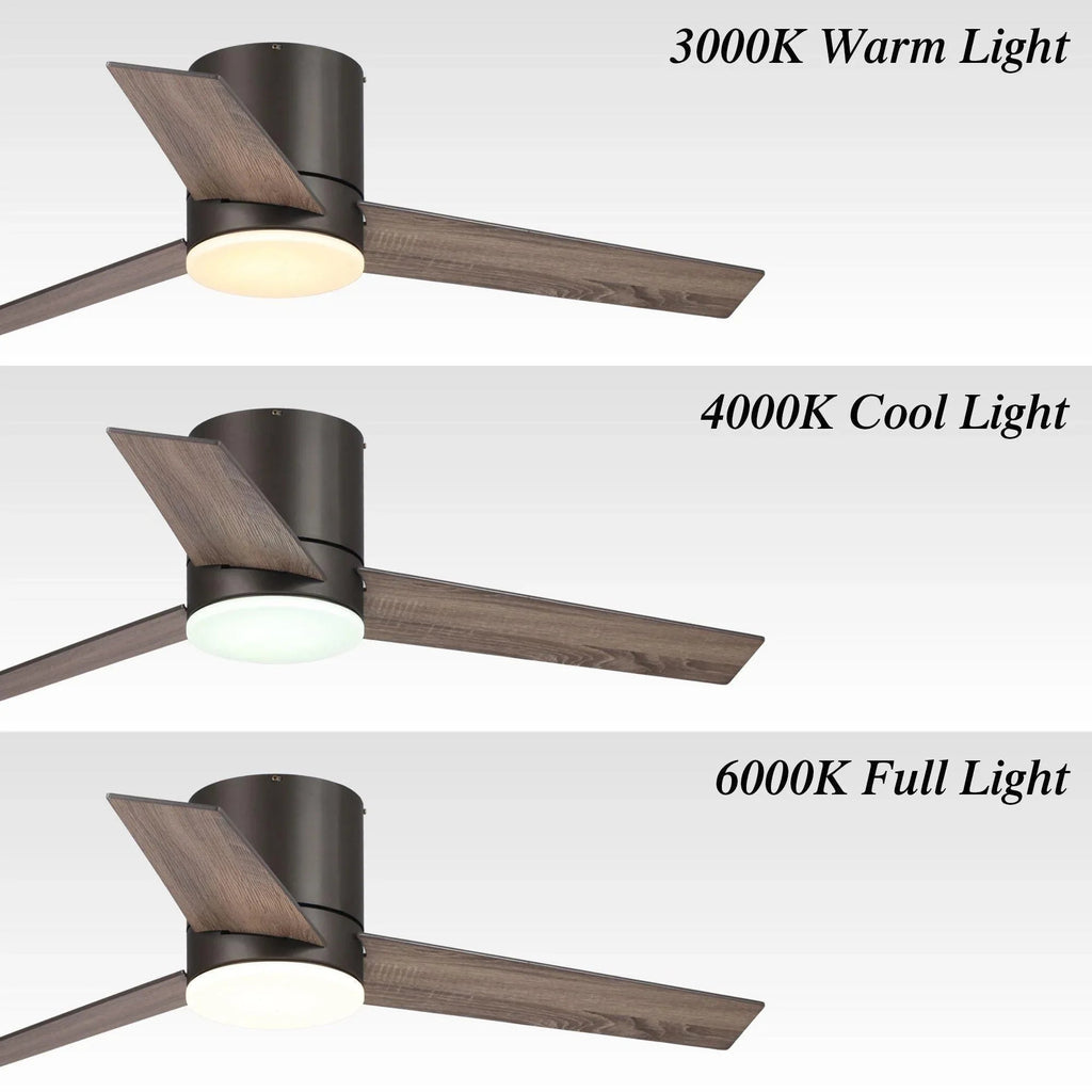 48" Kielah Farmhouse Flush Mount Reversible Ceiling Fan with Lighting and Remote Control