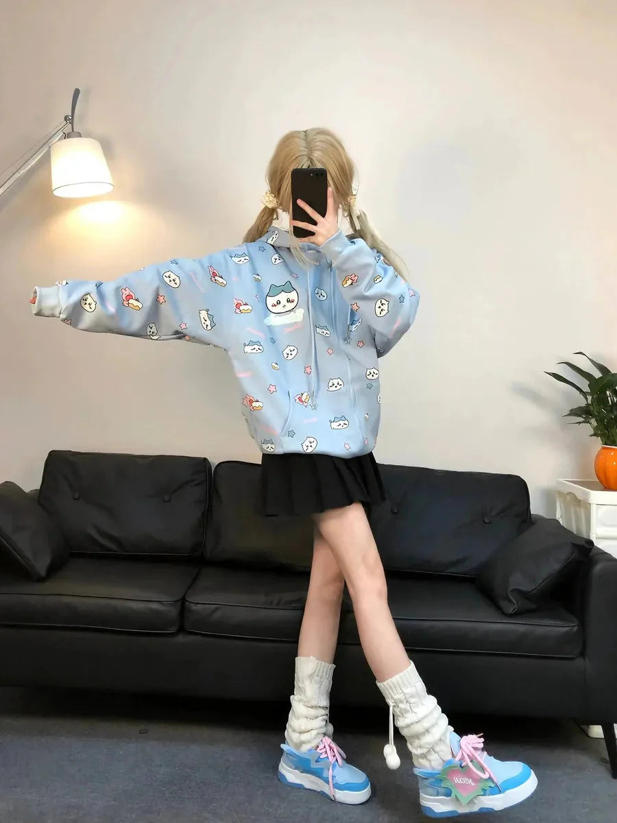 'Hachii' Kawaii Streetstyle Cute Hoodie Jacket