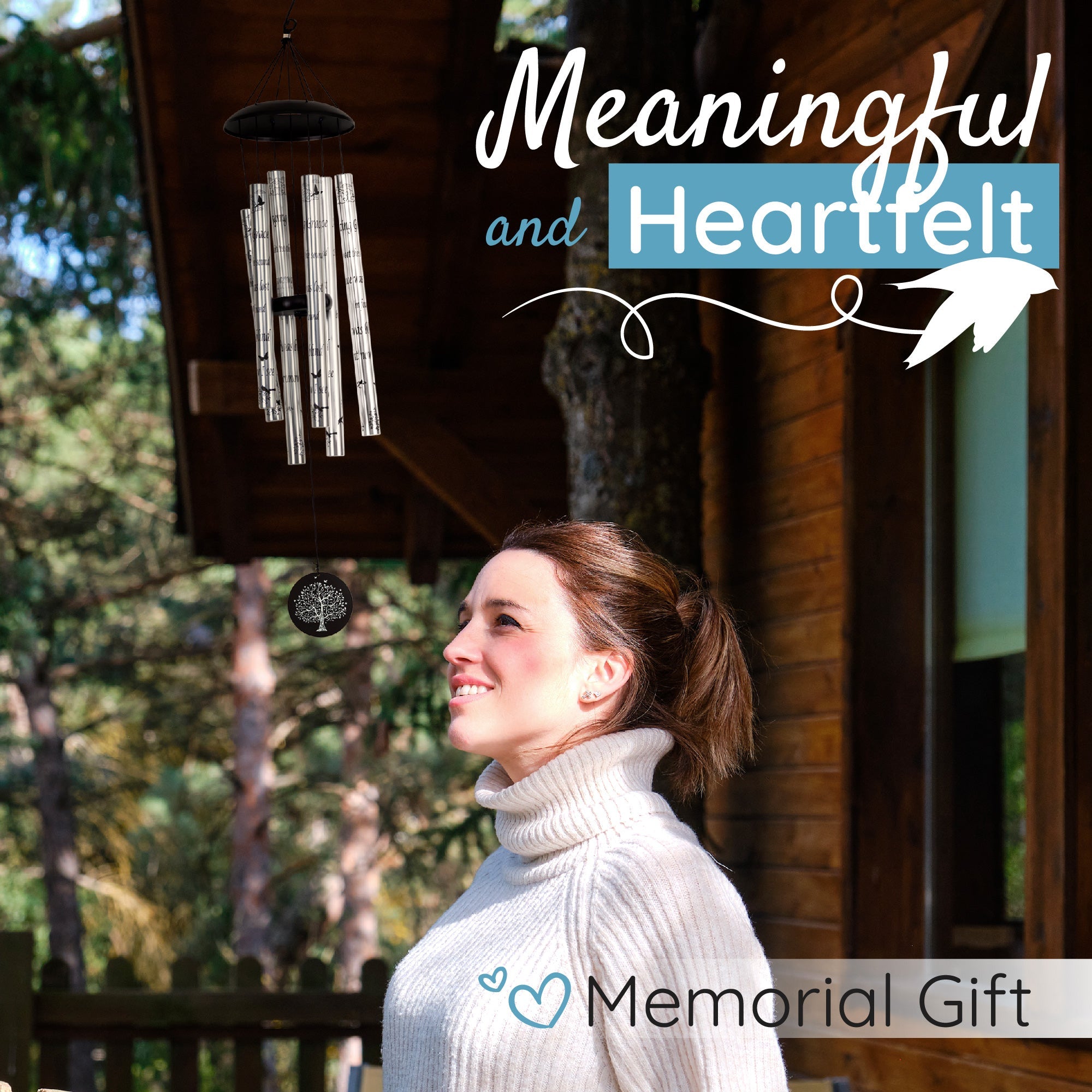 Memorial Serenity Wind Chimes, Thoughtful Gift For Special Occasions or Reflections Amazing Grace Scripture 40”
