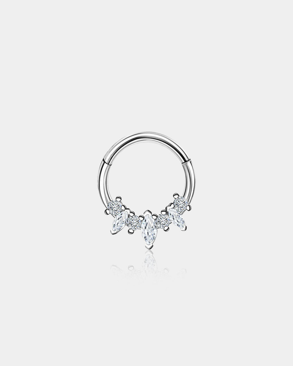 Oval and Round CZ Segment Septum Ring