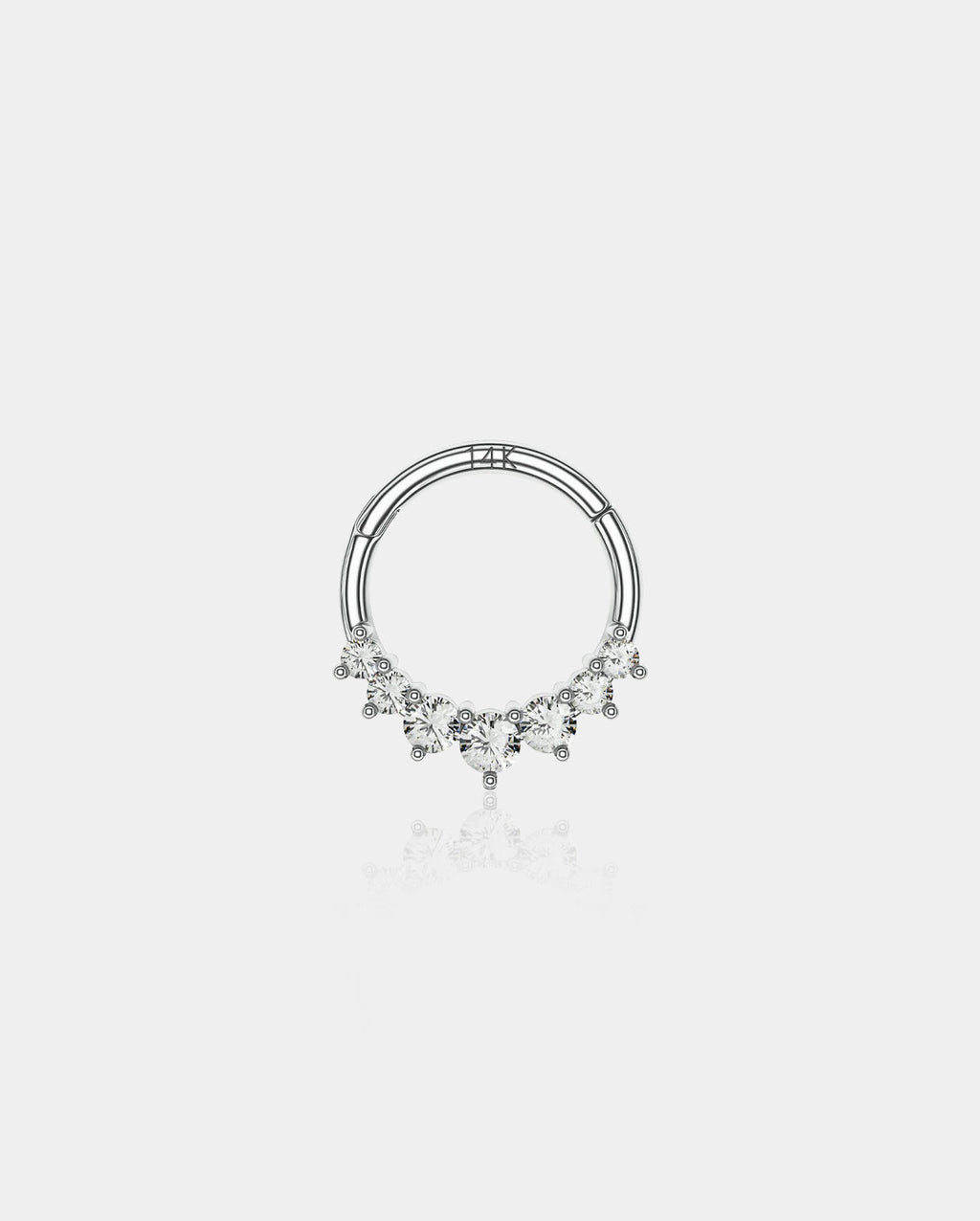 14K White Gold CZ Segment Septum Ring