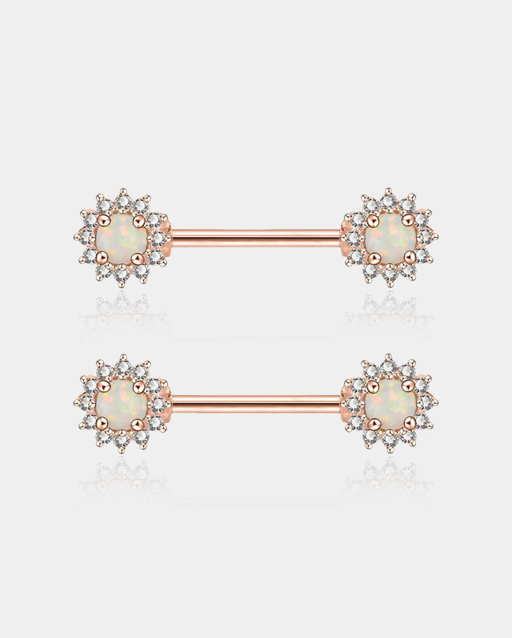 Synthetic Opal Rose Gold Nipple Barbell Pair
