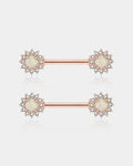 Synthetic Opal Rose Gold Nipple Barbell Pair