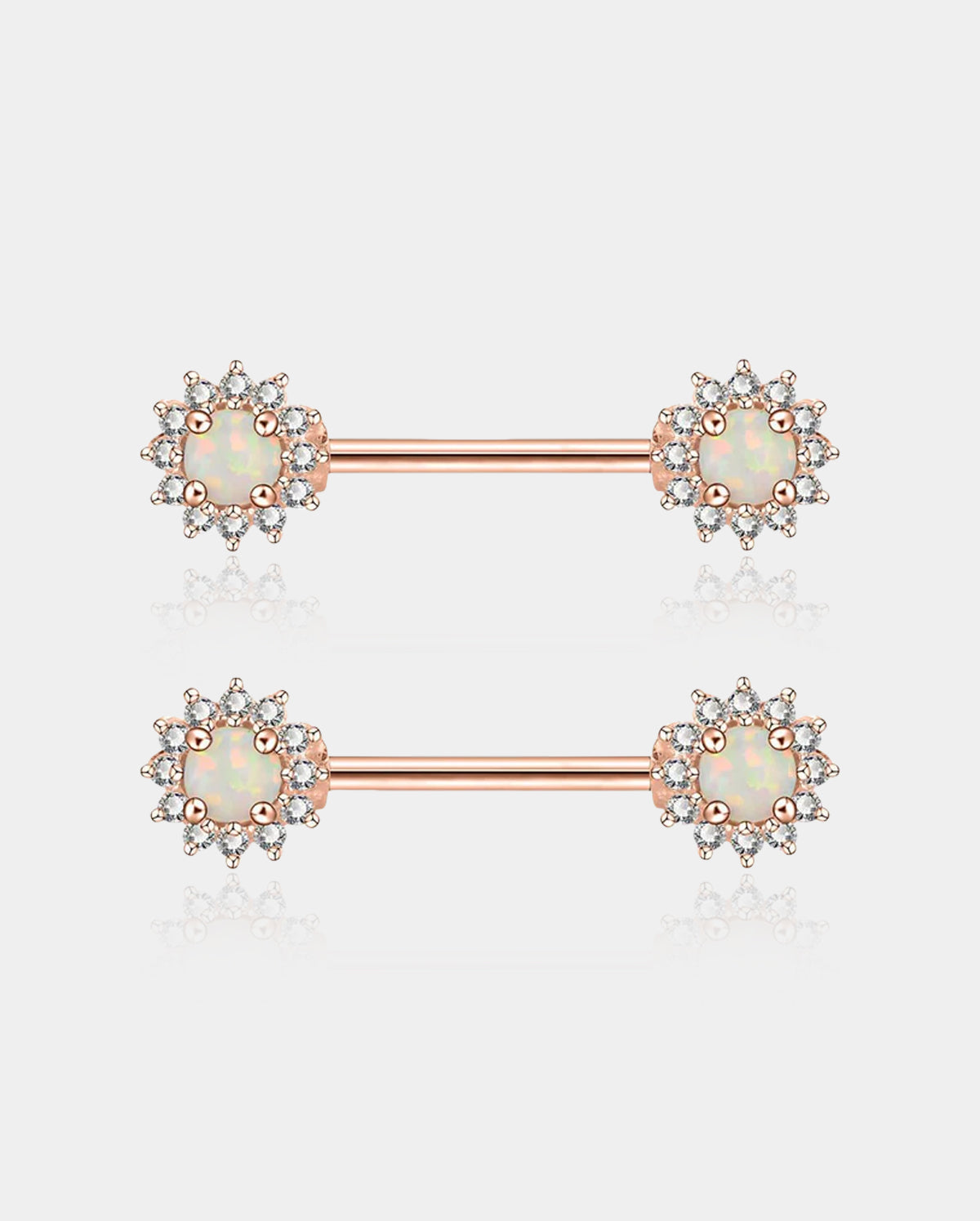 Synthetic Opal Rose Gold Nipple Barbell Pair