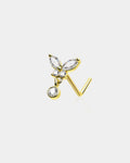 14K Gold Butterfly L-Shaped Nose Stud
