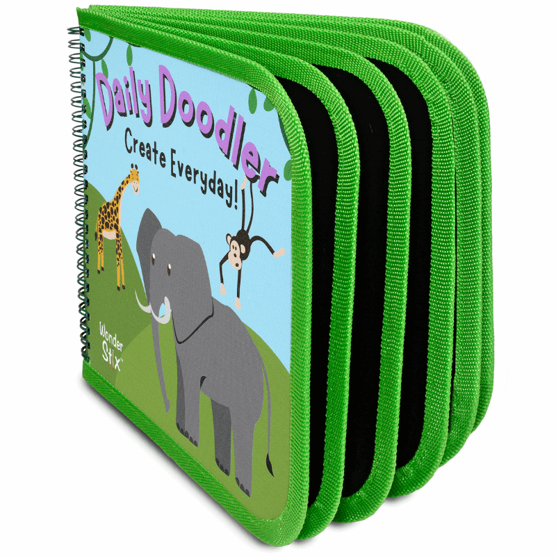 Daily Doodler Reusable Activity Book-Wild Animals Cover, Includes 4 Wonder Stix