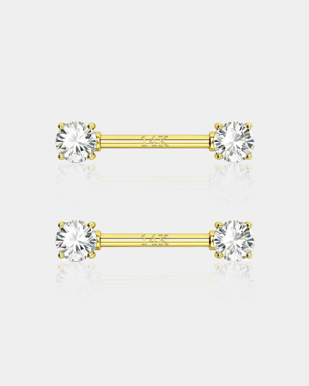 14K Gold Round CZ Nipple Ring