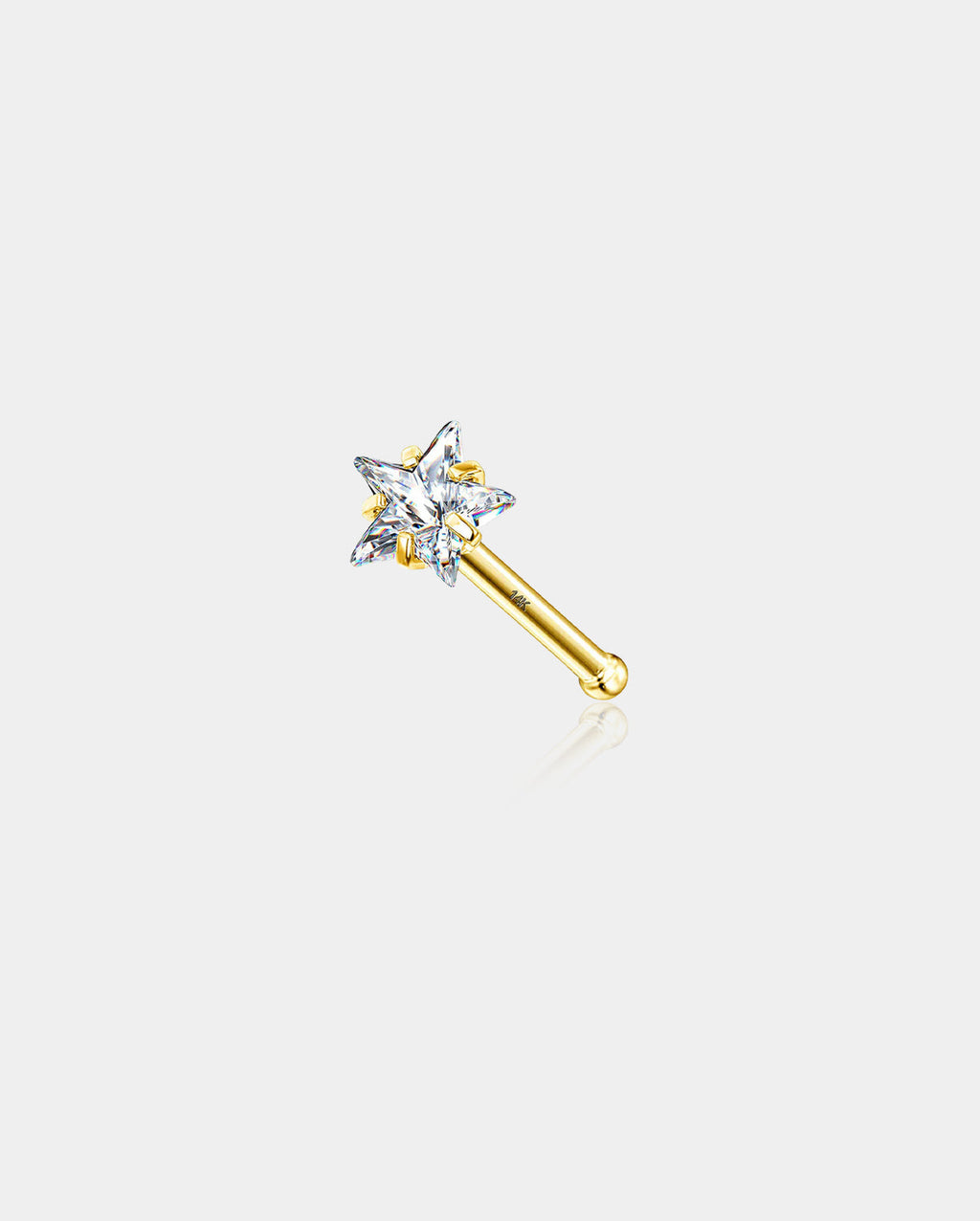 14K Gold Tiny Star CZ Nose Stud