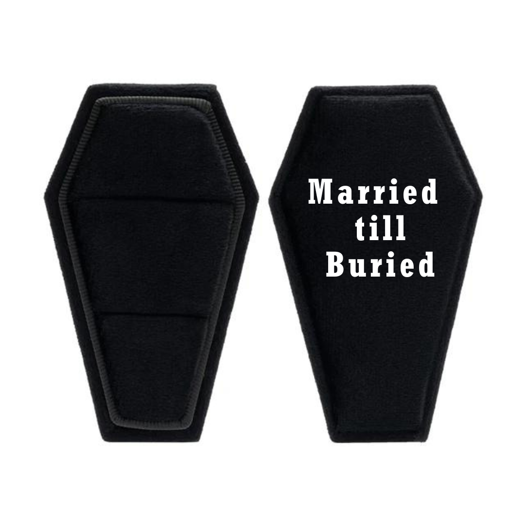 Married Till Buried Personalized Coffin Ring Box