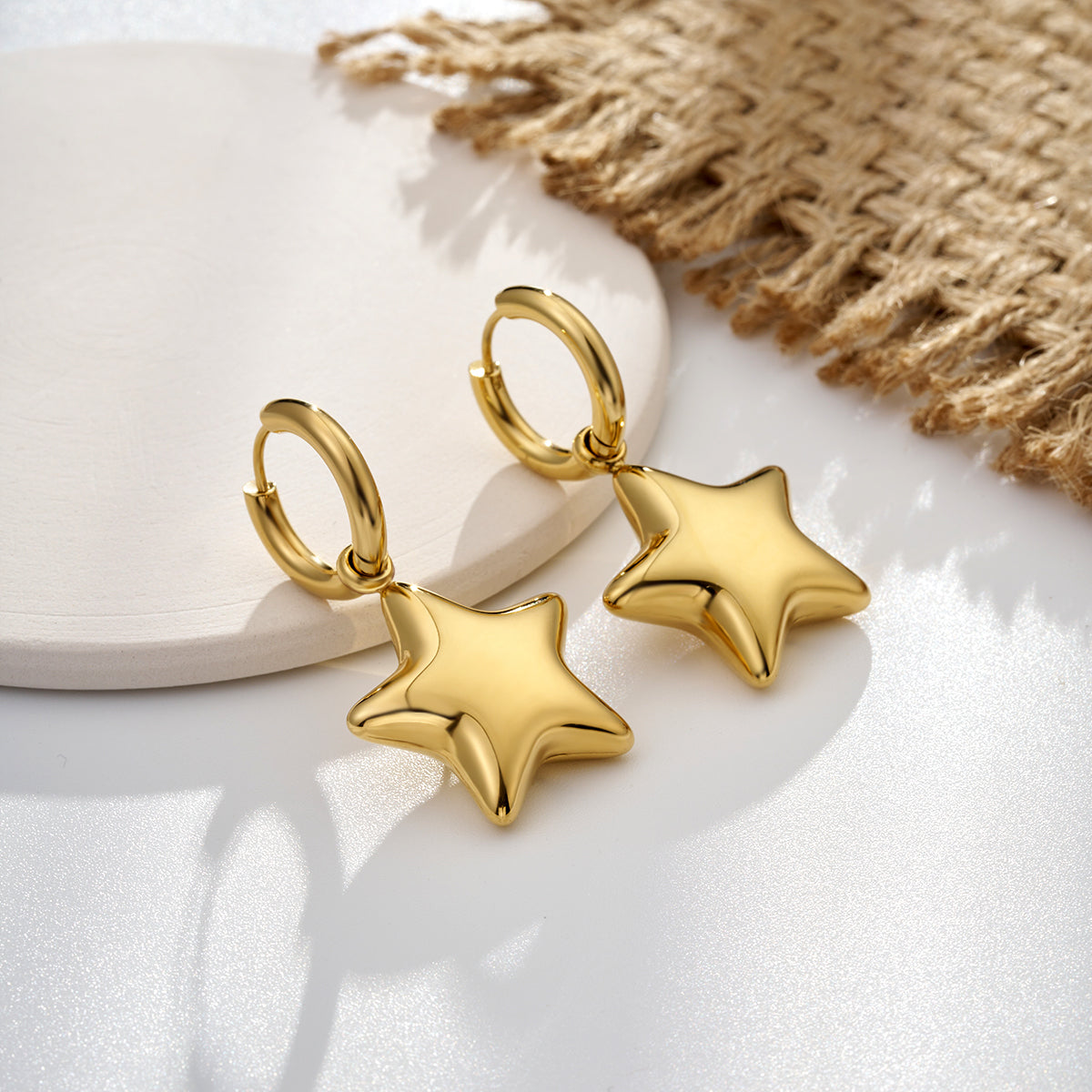 Bubble Star Water Safe Stainless Steel Hoop Earrings