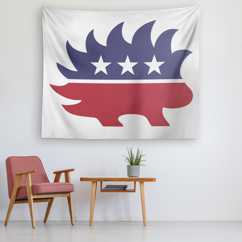Red White and Blue Porcupine Single-Sided Wall Tapestry
