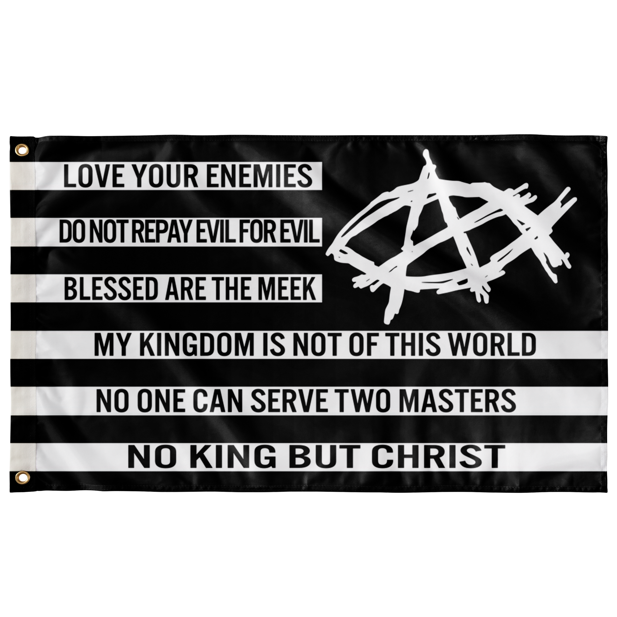 AnarchoChristian - No King But Christ Single-Sided Flag