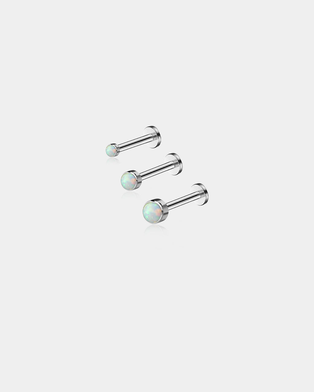 3PCS Synthetic Opal Internally Threaded Titanium Helix Studs
