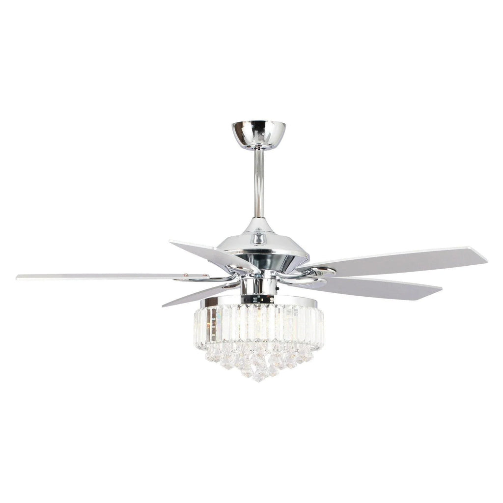 52" Elkton Modern Reversible Crystal Fandelier with Lighting and Remote Control