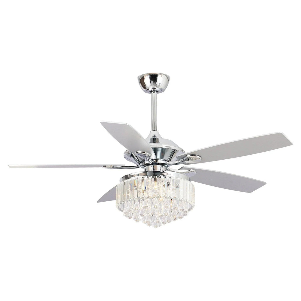 52" Elkton Modern Reversible Crystal Fandelier with Lighting and Remote Control