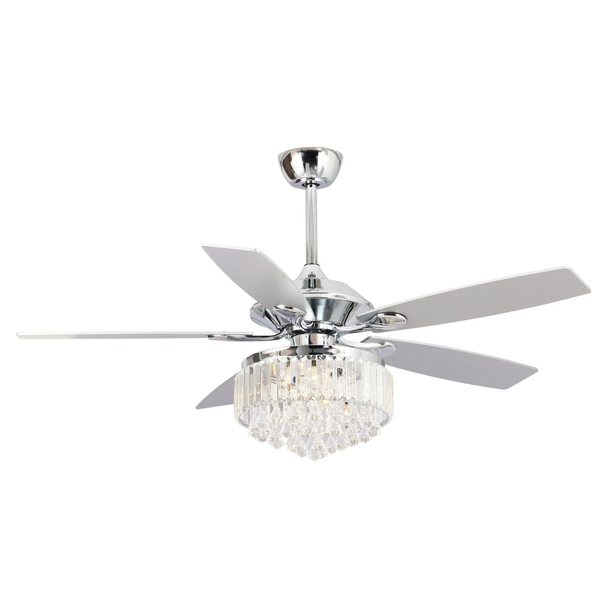 52" Elkton Modern Reversible Crystal Fandelier with Lighting and Remote Control