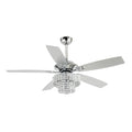 52" Nowthen Modern Crystal Chandelier Ceiling Fan with Led Light and Remote Control 5 Blades Chrome