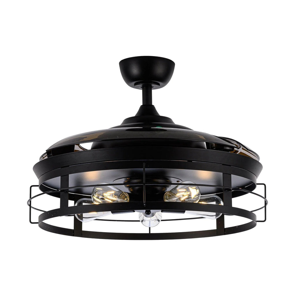 52" Industrial Downrod Mount Ceiling Fan with Lighting and Remote Control