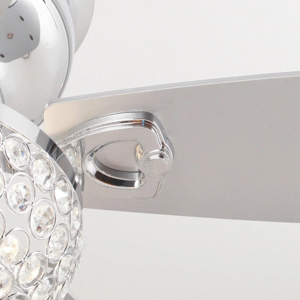 52" Modern Chrome Flush Mount Reversible Crystal Ceiling Fan with Lighting and Remote Control