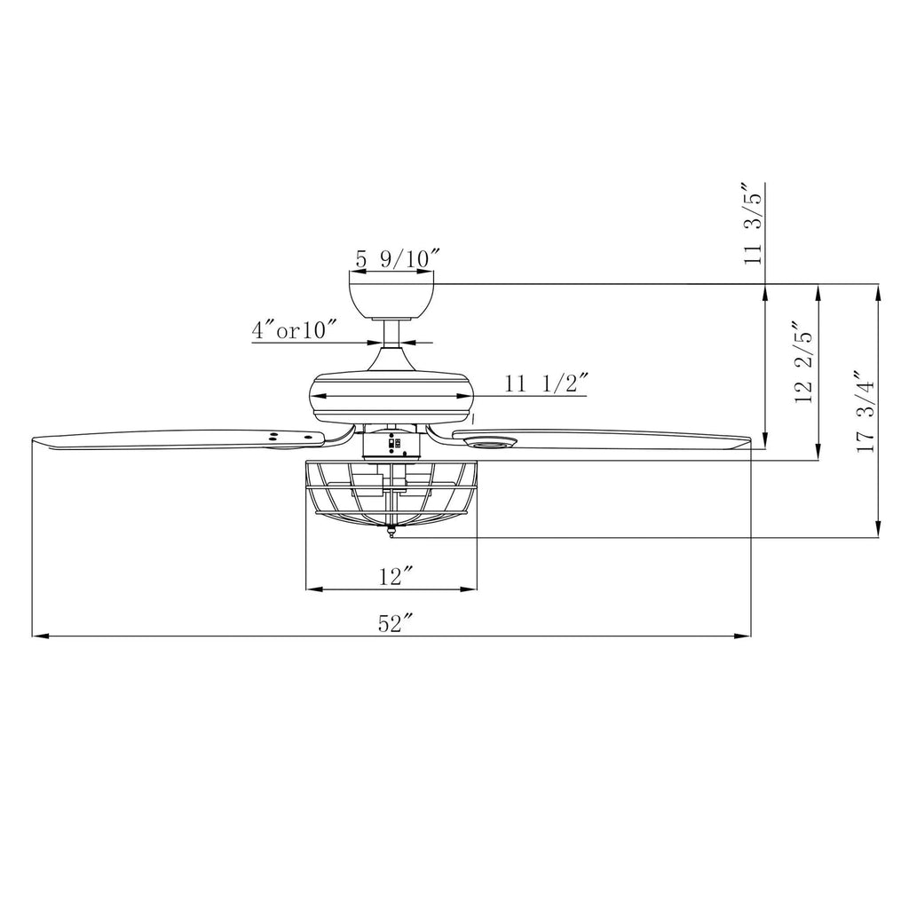 52" Kyla Industrial Caged Ceiling Fan with Light Remote Control Satin Nickel