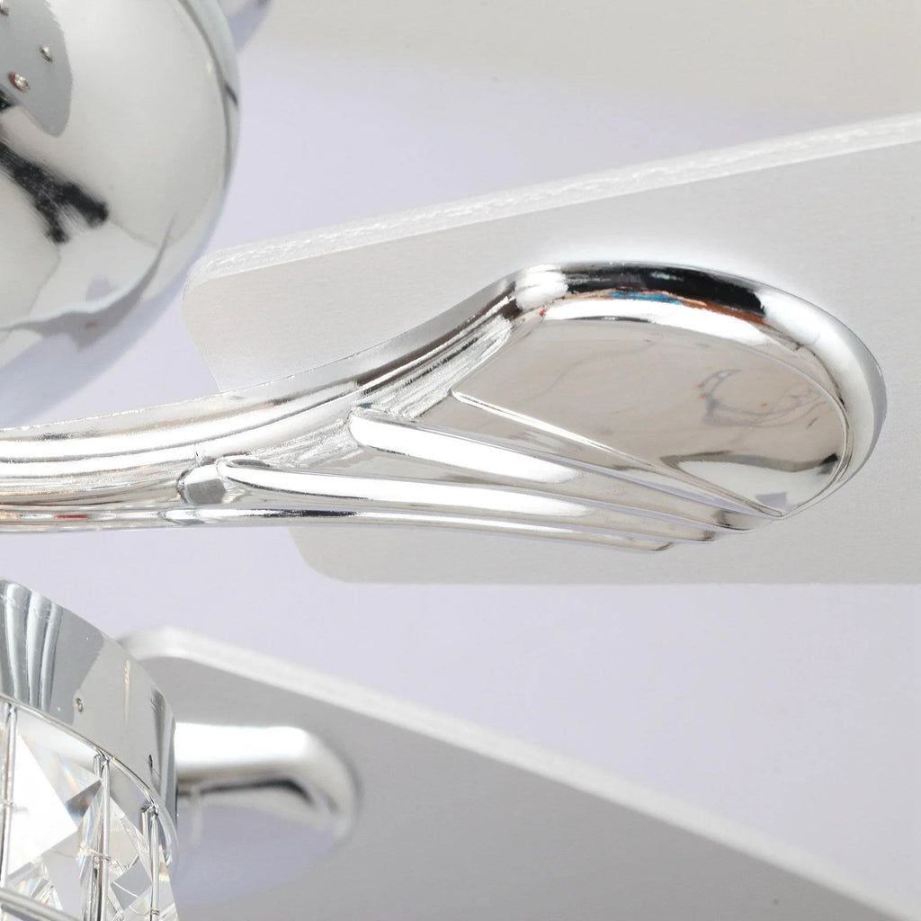 52" Panipat Modern Chrome Flush Mount Reversible Crystal Ceiling Fan with Lighting and Remote Control