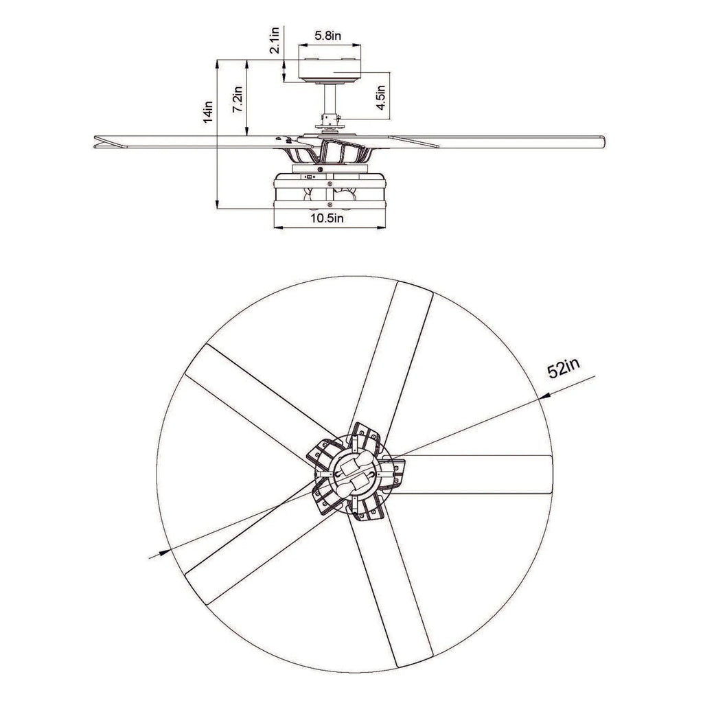 52" Industrial Reversible 5 Blade Led Ceiling Fan