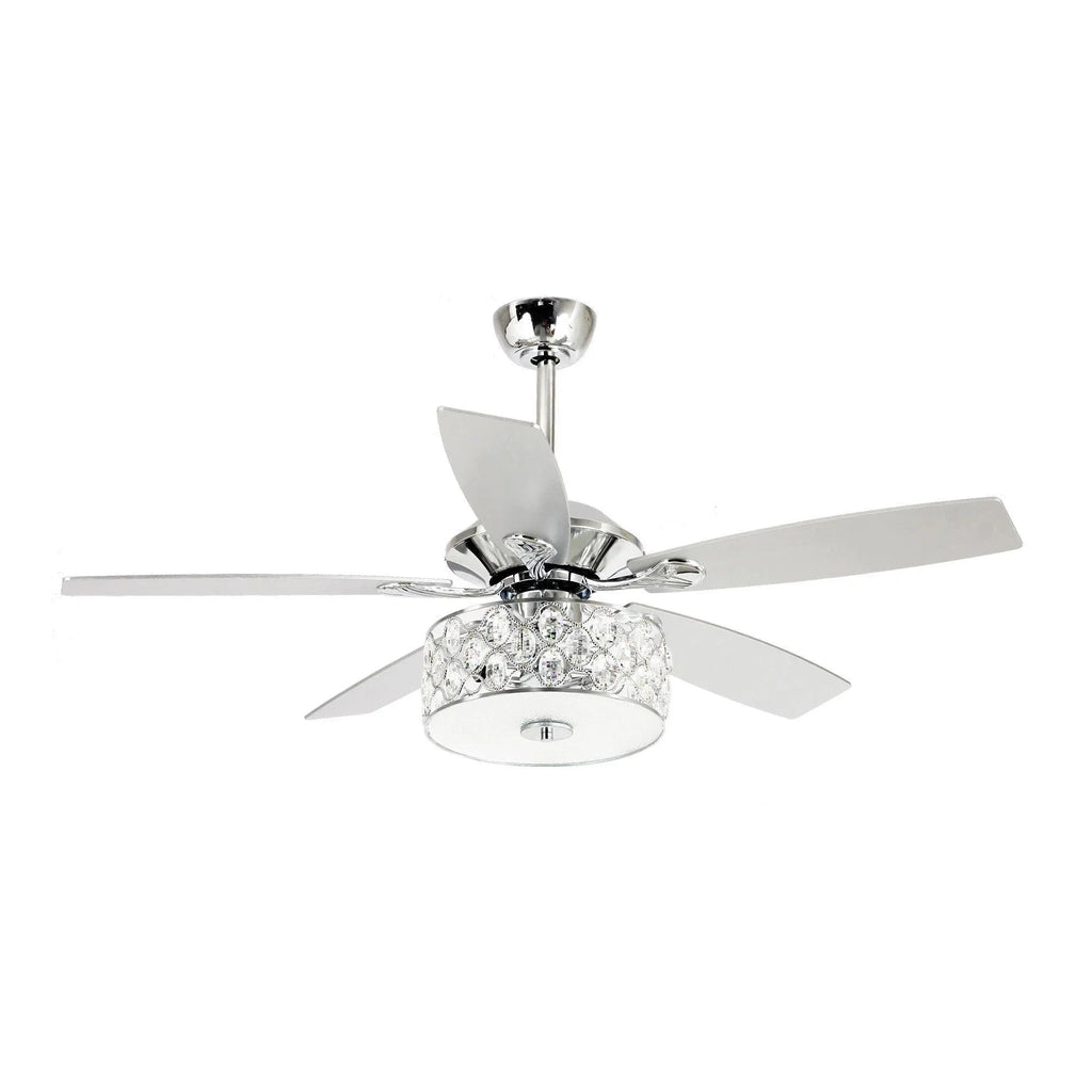 52" Tibuh Modern Crystal Chandelier Ceiling Fan with Led Light And Remote Control 5 Blades Chrome