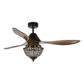 52" Vicky Indoor 3-Blade Rustic Crystal Ceiling Fan with Remote and Light Kit Included