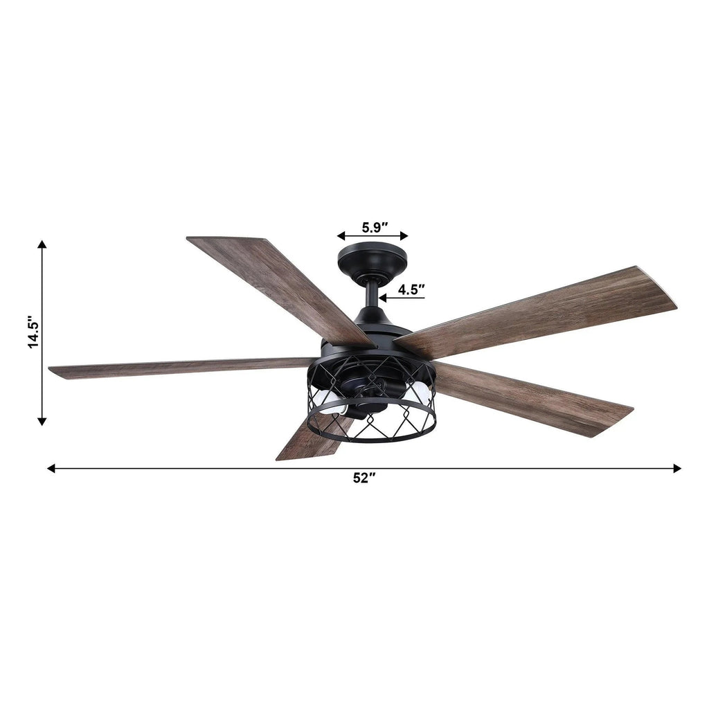 52" Windmill Modern DC Motor Downrod Mount Reversible Ceiling Fan with Lighting and Remote Control
