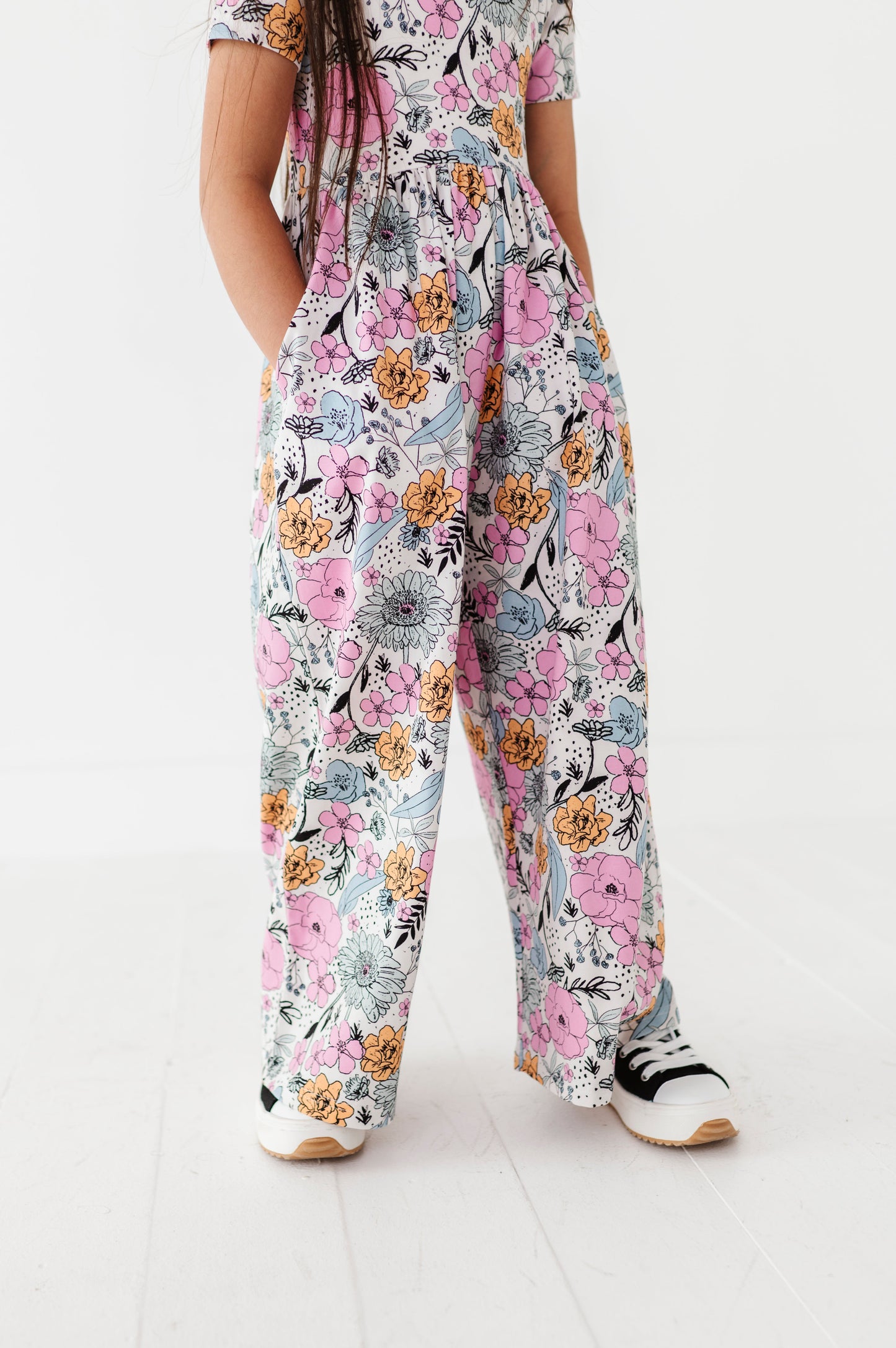 Vintage Sketchy Floral Romper