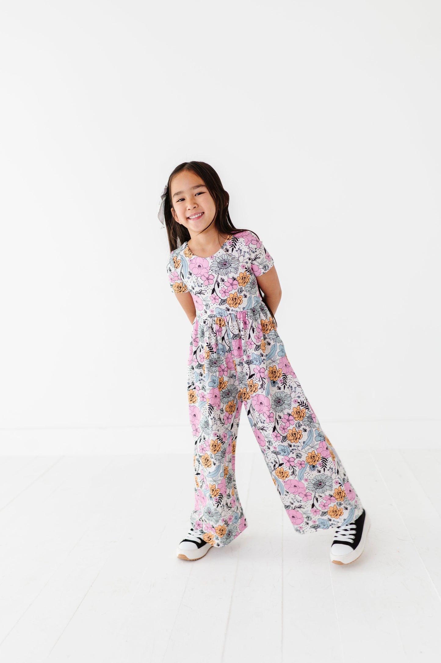 Vintage Sketchy Floral Romper