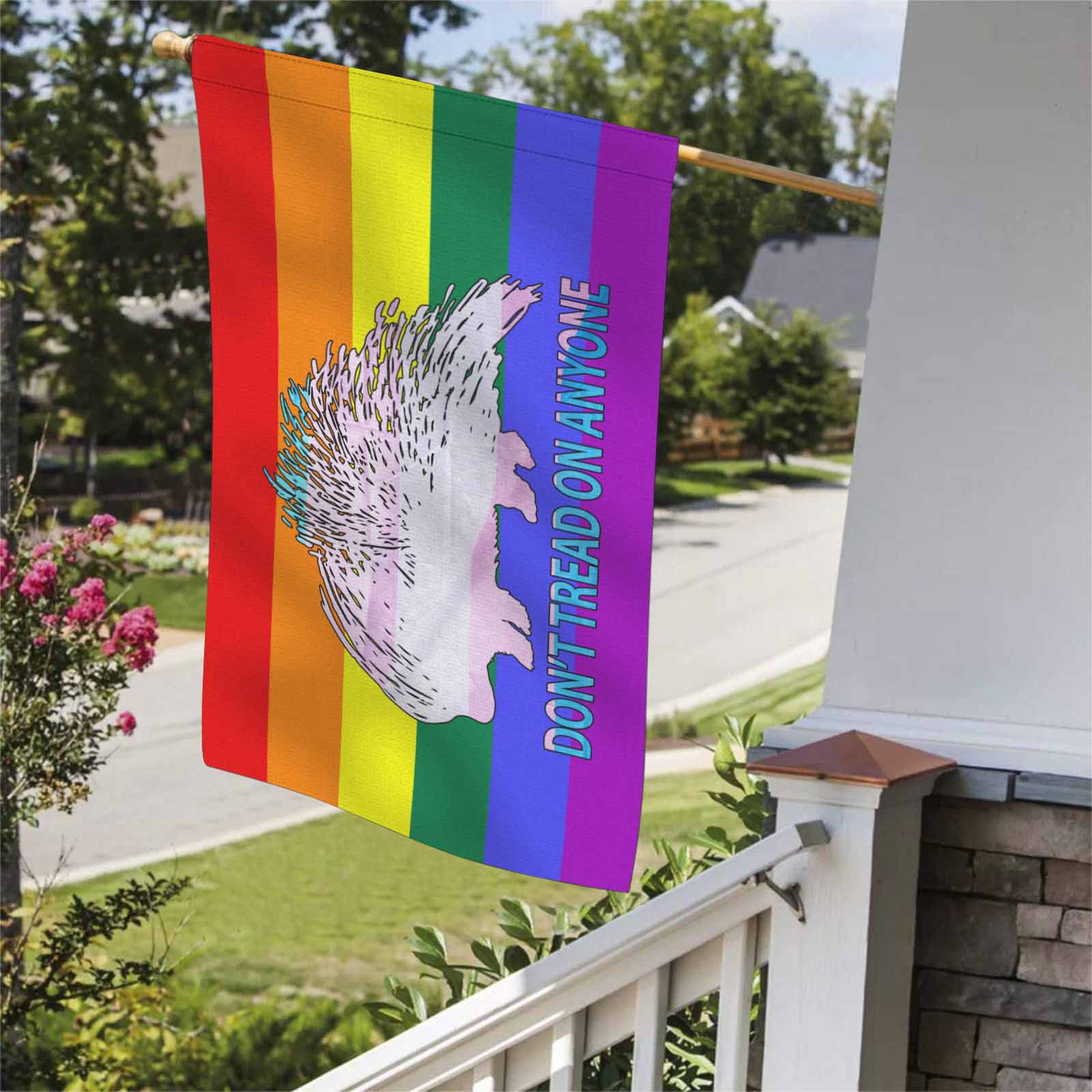 Don't Tread on Anyone Porcupine -LGBT - Trans Two Sided Flag
