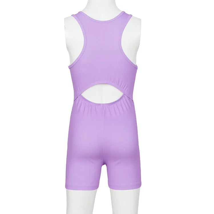 Lavender Line Pattern Unitard for Girls