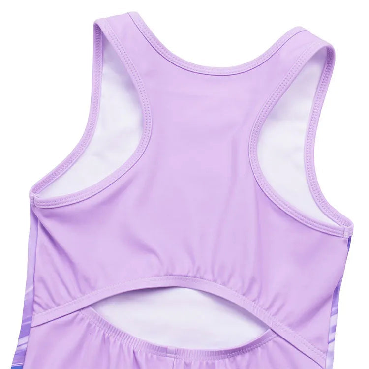 Lavender Line Pattern Unitard for Girls
