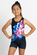 Shiny Flower Pattern Biketard Unitard for Girls