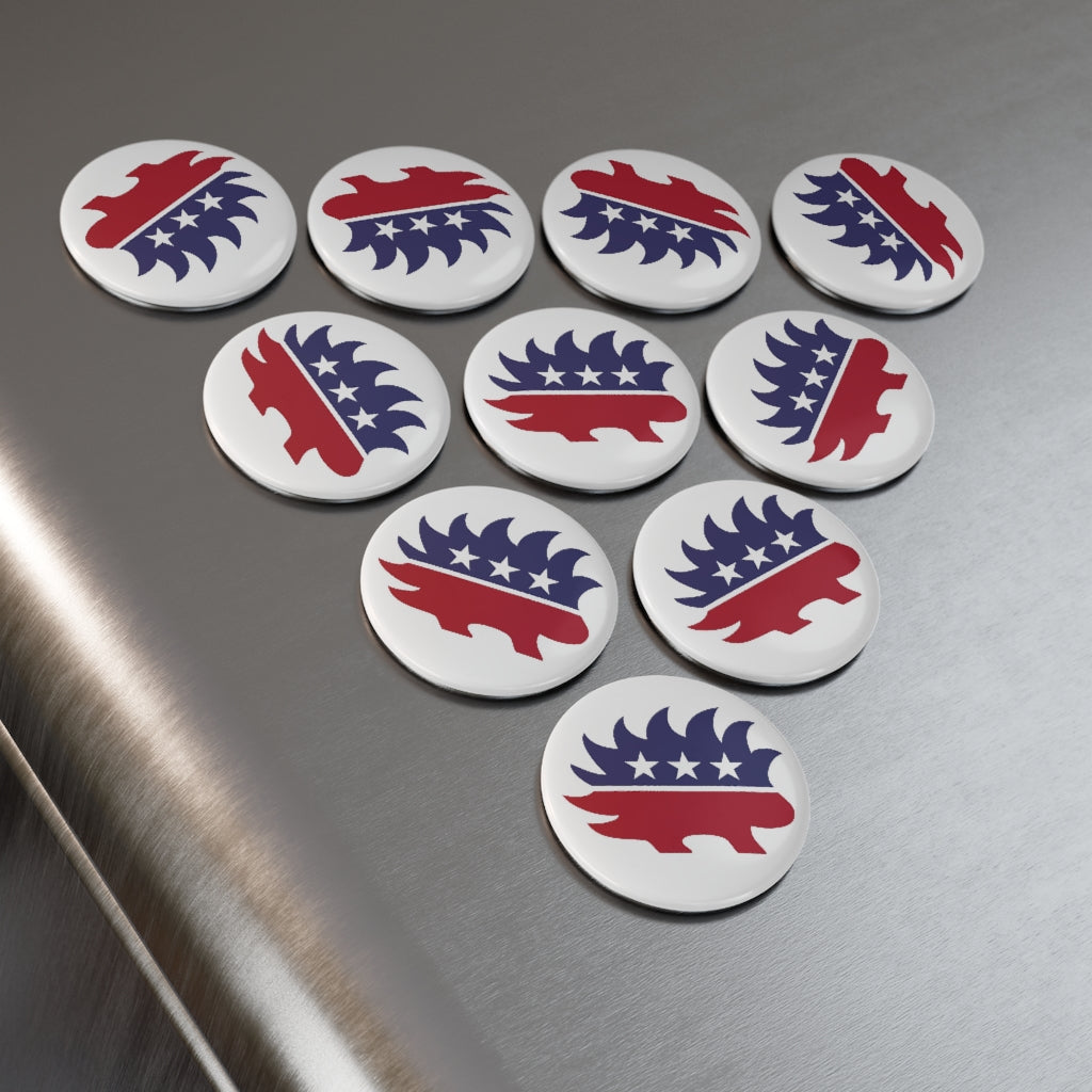 Libertarian Porcupine Button Magnet, Round (1 & 10 pcs)