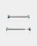 2PCS Synthetic Opal Internally Threaded Titanium Nipple Barbell