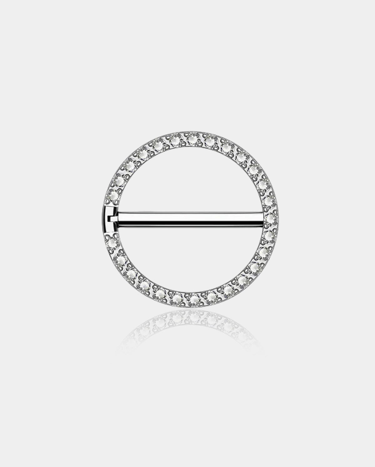 2PCS Clear CZ Circular Titanium Nipple Ring