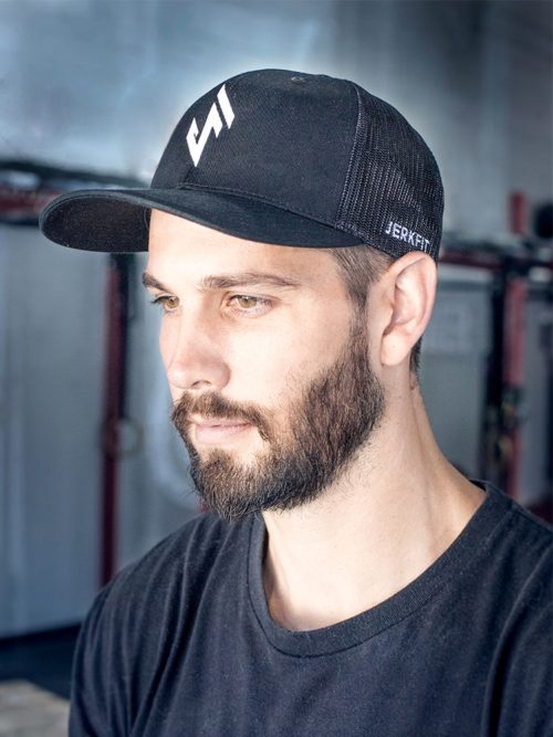 Unisex black fitness cap with gothic skull theme