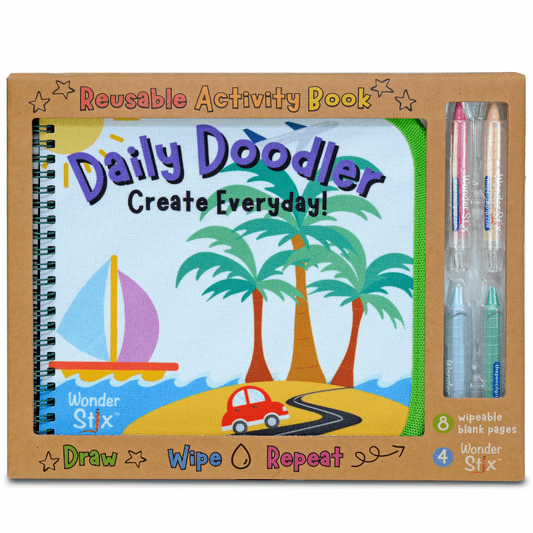 Daily Doodler Reusable Activity Book- Travel Cover, Includes 4 Wonder Stix