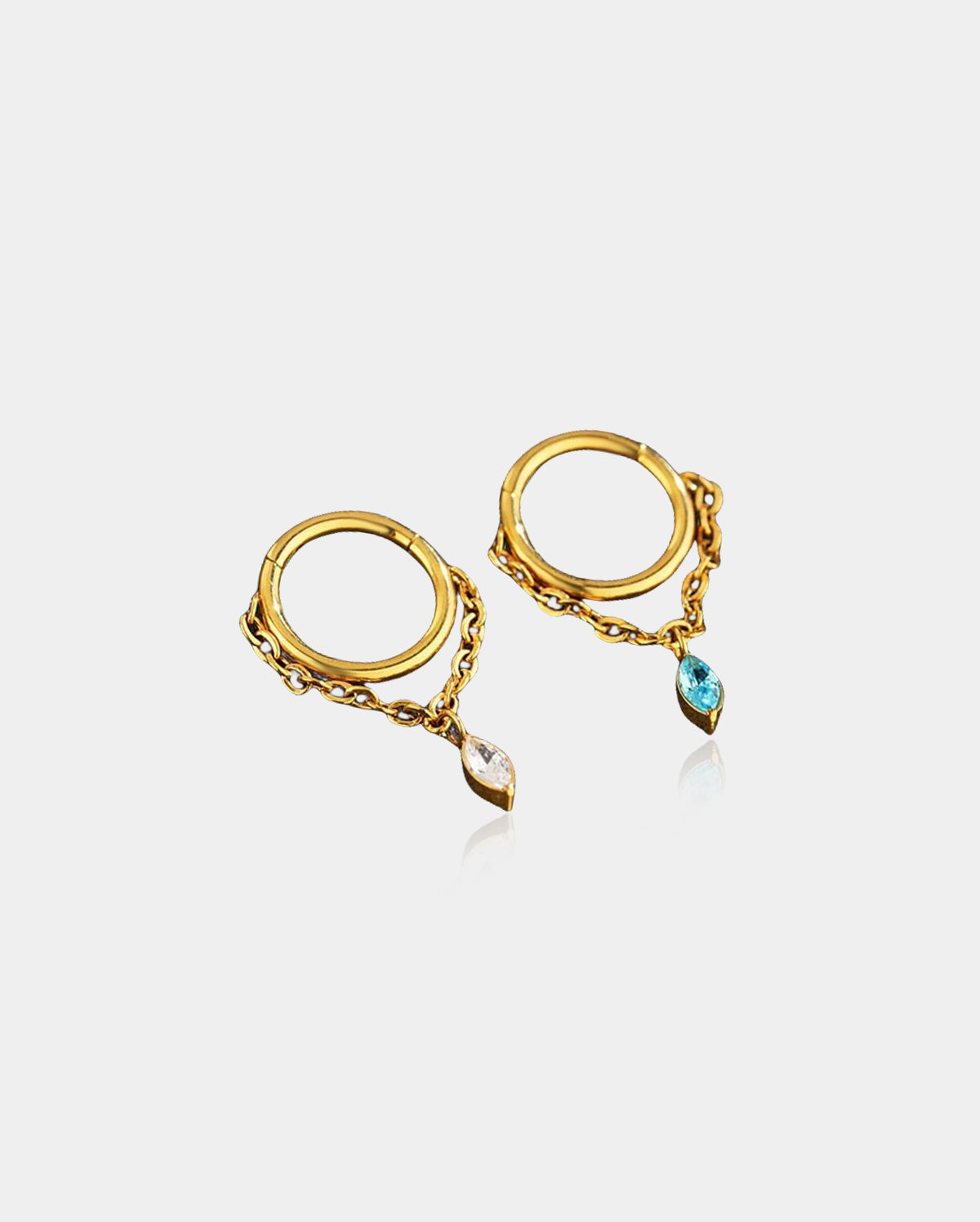 Titanium Marquise CZ Dangle Cartilage Ring